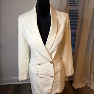 PrettyLittleThing Cream Double-Breasted Mini Dress